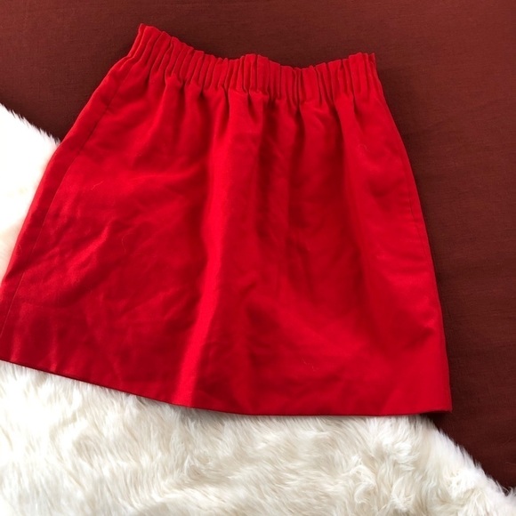 J.crew wool blend sidewalk skirt in red women's size 2 has pockets - Picture 2 of 4